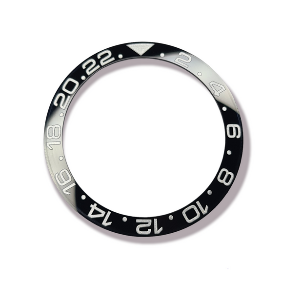 CERAMIC BLACK BEZEL INSERT FOR ROLEX GMT MASTER II 116710 SILVER ENGRAVINGS