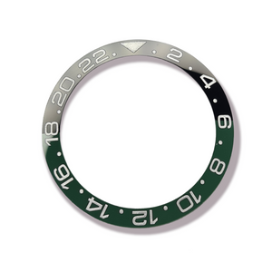 CERAMIC BLACK/GREEN "SPRITE" BEZEL INSERT FOR ROLEX GMT MASTER II 116710 SILVER ENGRAVINGS