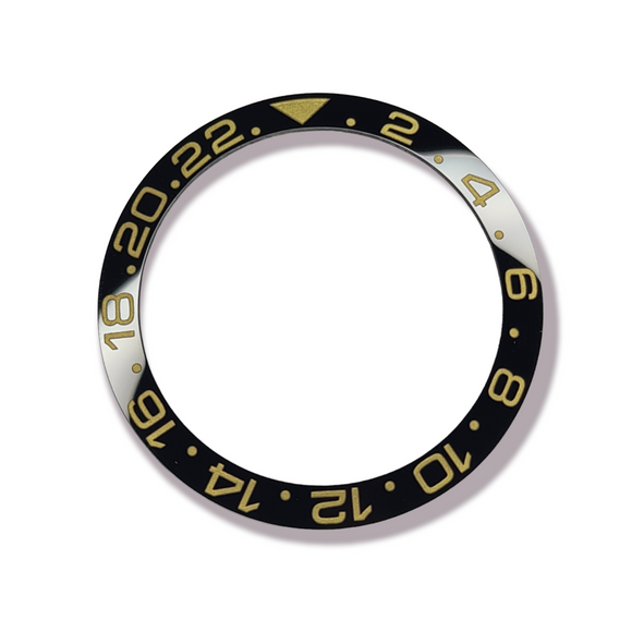 CERAMIC BLACK BEZEL INSERT FOR ROLEX GMT MASTER II 116710 GOLD ENGRAVINGS