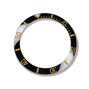 BLACK/GOLD CERAMIC BEZEL INSERT FOR ROLEX SUBMARINER 116613 SILVER ENGRAVING