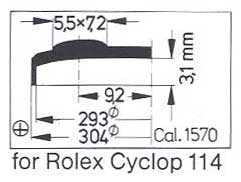 CYCLOPS ACRYLIC CRYSTAL FOR ROLEX 25-114 (304) Sternkreuz