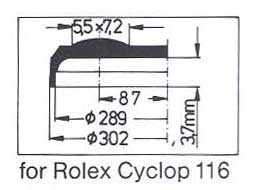 CYCLOPS ACRYLIC CRYSTAL FOR ROLEX 25-116 (302) Sternkreuz