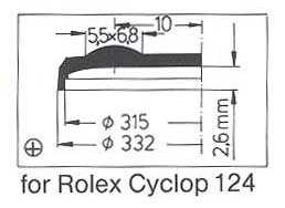 CYCLOPS ACRYLIC CRYSTAL FOR ROLEX 25-124 Sternkreuz