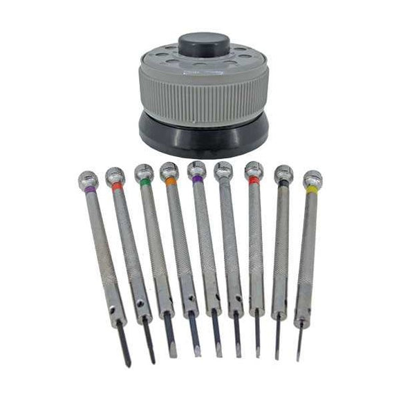 9 Pieces Stainless Steel Watchmaker Screwdriver Set, Includes Crosshead