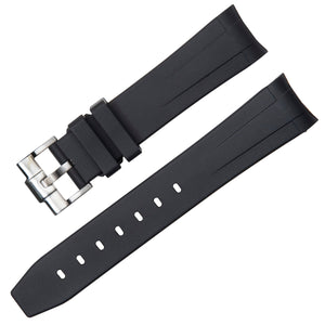 20MM BLACK VULCANISED RUBBER STRAP FOR ROLEX SPORTS MODELS, SUBMARINER, GMT MASTER